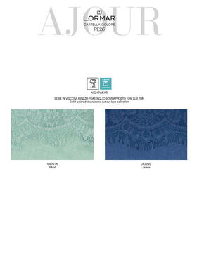 Lormar AJO634111 Women's Short-Sleeved Viscose and Lace Nightgown 