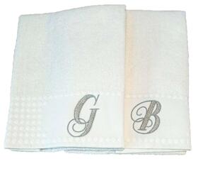 Terry towel + guest bath set with Vingi Alphabet initials embroidery 