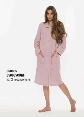 Women&#39;s dressing gown with buttons in warm wool cotton Gary CB50085 