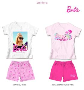 Pigiama da bambina a manica corta in jersey di cotone Barbie BA52C6079 