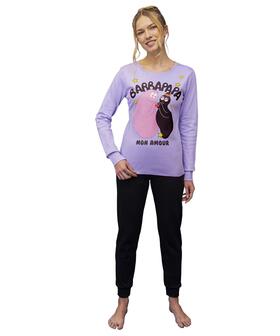 Pigiama donna in jersey di cotone caldo Barbapap&agrave; BAD2705 