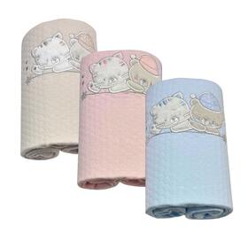 COPERTINA RICAMATA IN JERSEY NEONATO 70x80 BRUCOBRUCO KCM223 