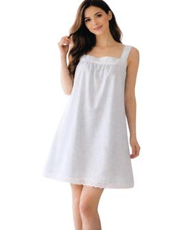 Camicia da notte donna a spalla larga in battista di cotone Mida C9035 