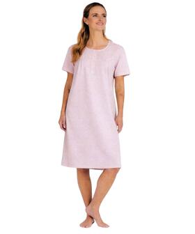 Camicia da notte manica corta donna in battista di cotone Mida C9130 