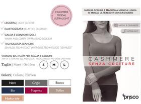 Lupetto donna smanicato in cashmere a costine ultralight Prisco Cash SM 