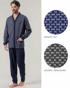 Men&#39;s calibrated warm plush cotton jersey opened pajamas Irge CU89 