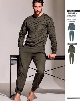 Pigiama in jersey di cotone caldo Infiore Uomo Derby 752971 
