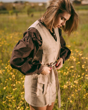 MINI DRESS SMANICATO EFFETTO LINO FIORENZA AMADORI FM261195
&nbsp; 