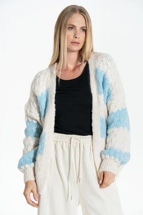 CARDIGAN DONNA DI LANA FANTASIA A RIGHE FIORENZA AMADORI C30815&nbsp; 