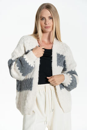 CARDIGAN DONNA DI LANA FANTASIA A RIGHE FIORENZA AMADORI C30815&nbsp; 