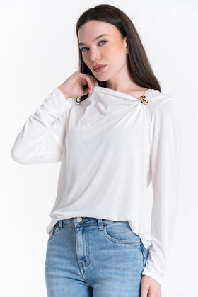 MAGLIA DRAPPEGGIATA CON DETTAGLIO GIOIELLO FIORENZA AMADORI 67020
&nbsp; 