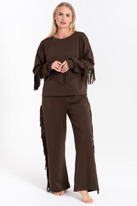 PANTALONE DONNA FELPATO FRANGE FIORENZA AMADORI 35130 