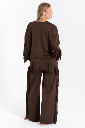 PANTALONE DONNA FELPATO FRANGE FIORENZA AMADORI 35130 