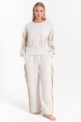 PANTALONE DONNA FELPATO FRANGE FIORENZA AMADORI 35130 