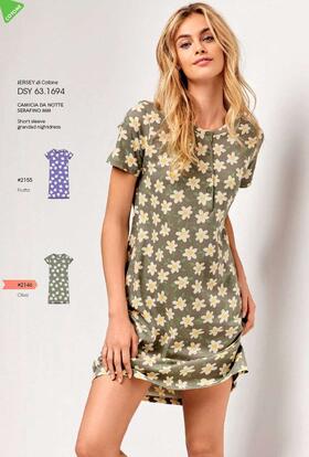 Women&#39;s short-sleeved nightdress in Infiore Daisy cotton jersey DSY631694 