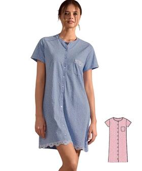 Camicia da notte clinica a manica corta in jersey di cotone Infiore DTL634233 
