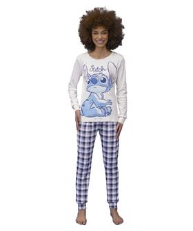 Pigiama donna in jersey di cotone caldo con Stitch Sabor DYD2707 