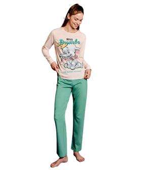Pigiama donna a manica lunga in jersey di cotone Disney Dumbo DYD3831 