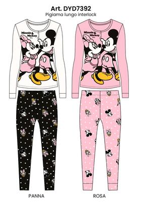 Pigiama donna in jersey di cotone caldo con Minnie e Topolino Sabor DYD7392 