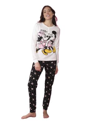 Pigiama donna in jersey di cotone caldo con Minnie e Topolino Sabor DYD7392 