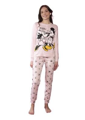 Pigiama donna in jersey di cotone caldo con Minnie e Topolino Sabor DYD7392 