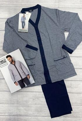 Enrico Coveri EP1044 Pyjama en coton jersey ouvert pour homme 