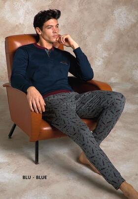 Enrico Coveri EP2157 Warm Cotton Jersey Men&#39;s Pyjamas 