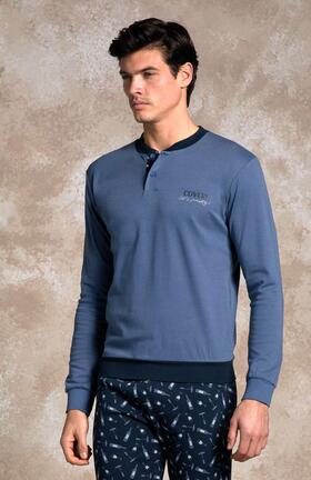 Enrico Coveri EP2157 Warm Cotton Jersey Men&#39;s Pyjamas 