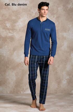 Enrico Coveri EP2163 Warm Cotton Jersey Men&#39;s Pyjamas 