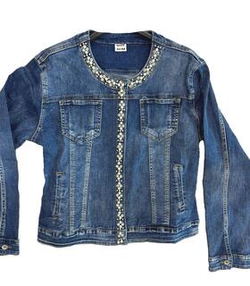 WOMEN&#39;S DENIM JACKET WITH PEARLS FL2000 FLORA 