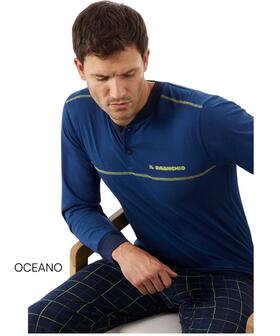 Il Granchio GP1141 Men's Long-Sleeved Cotton Jersey Pajamas 