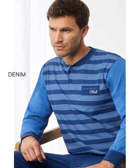 Il Granchio GP1142 Men's Long-Sleeved Cotton Jersey Pajamas 