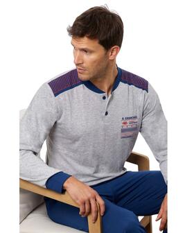 Il Granchio GP1144 Men's Long-Sleeved Cotton Jersey Pajamas 