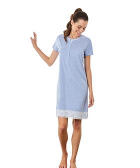 Camicia da notte donna a manica corta in jersey di cotone Il Granchio Lady GP5148 