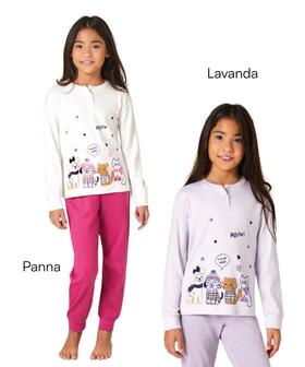 Pigiama da bambina in CALDO cotone Il Granchietto GP7140 