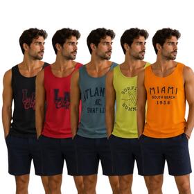 Canotta uomo in cotone con stampa GQC 3219 