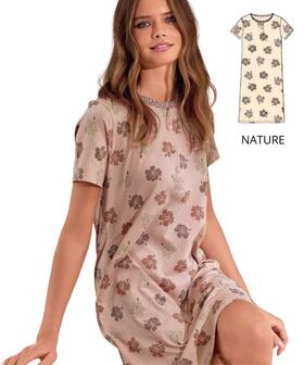Camicia da notte donna a manica corta in jersey di cotone Infiore Ibiscus IBS634144 