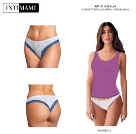 Completo donna con canottiera in cotone elasticizzato e brasiliana Intimami ID1252 