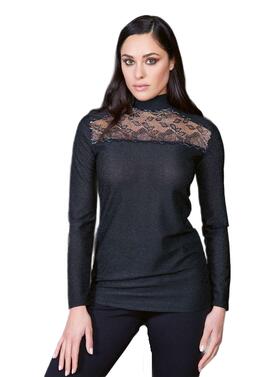 Maglia donna sottogiacca a lupetto in pizzo e lurex Intimami ID1273 