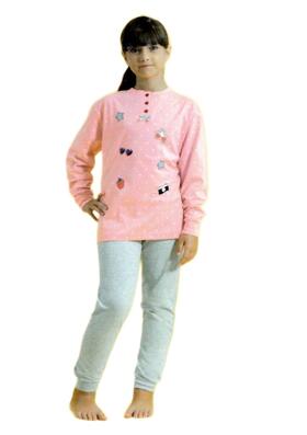 Irge IK92 girls&#39; long-sleeved cotton jersey pajamas 