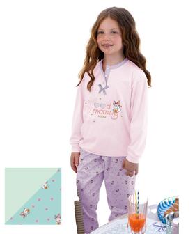 Pigiama da bambina in jersey di cotone Irge IKL534 
