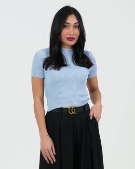 FIORENZA AMADORI 24181 WOMEN&#39;S RIBBED AND LUREX SHORT SLEEVE T-SHIRT 