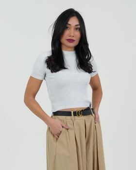 FIORENZA AMADORI 24181 WOMEN&#39;S RIBBED AND LUREX SHORT SLEEVE T-SHIRT 