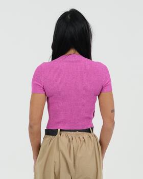 FIORENZA AMADORI 24181 WOMEN&#39;S RIBBED AND LUREX SHORT SLEEVE T-SHIRT 