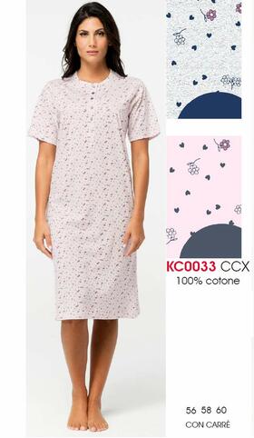Camicia da notte donna CALIBRATA manica corta&nbsp;Karelpiu&#39; KC0033 