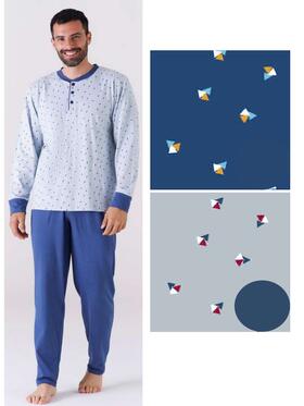 Men&#39;s long-sleeved pajamas in Karelpiu&#39; KC6206 cotton jersey 