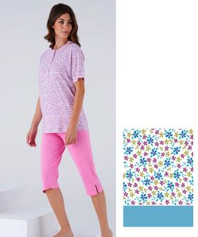 Pigiama donna a manica corta e bermuda in jersey di cotone Karelpiu&#39; KC8048 
