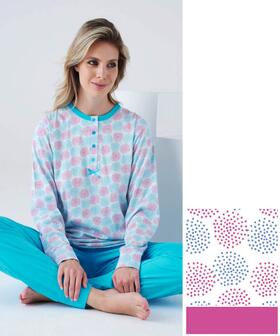 Pigiama donna a serafino in jersey di cotone Karelpiu&#39; KC8076 