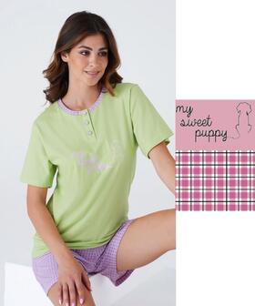 Pigiama donna a manica corta in cotone Karelpiu&#39; KC8098 