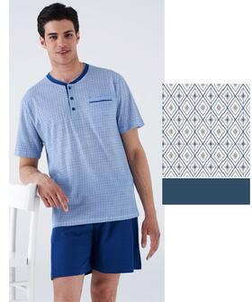Pigiama uomo CALIBRATO corto in jersey di cotone Karelpiu KC8209 